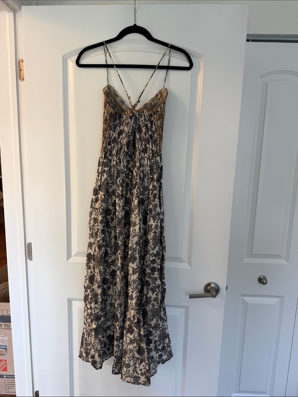 Free People Smocked Floral Maxi Dress in Blue/Yellow and Cream - Picture 3 of 3